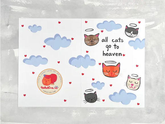 Cat Sympathy Card - All Cats Go to Heaven