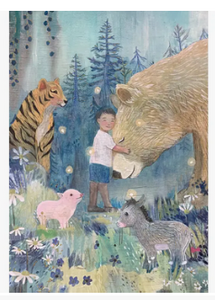 Boy and Bear Dreamland Greeting Card (Blank)